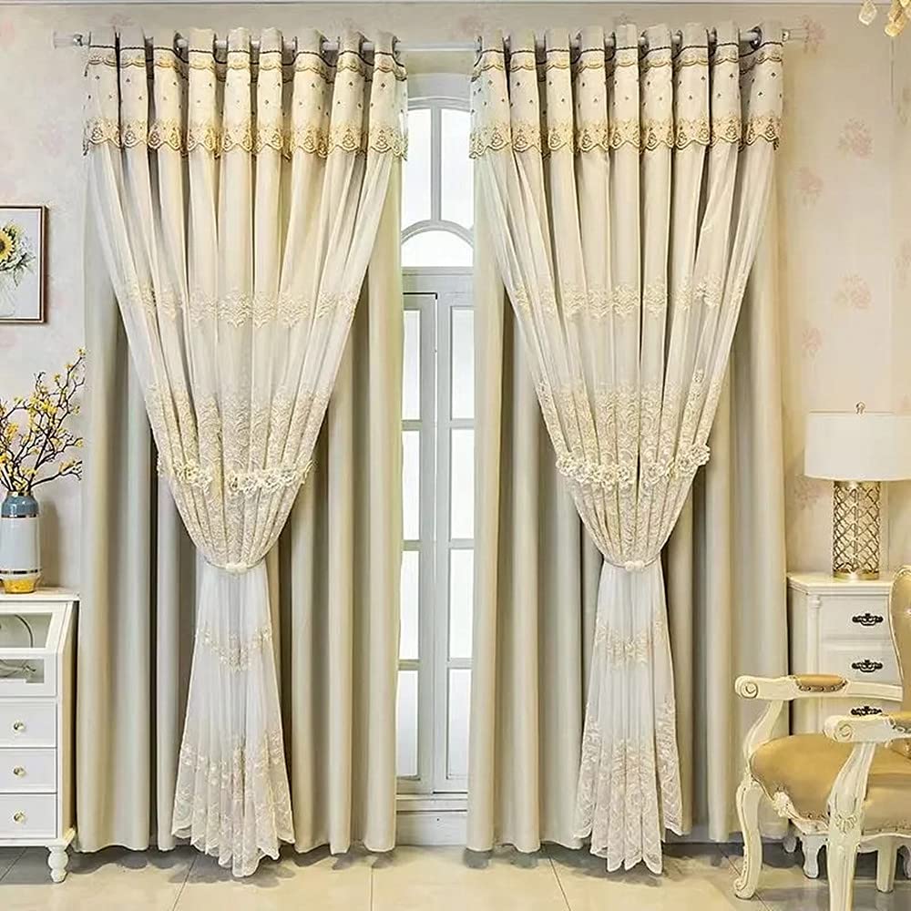 European Double-Layer Valance Curtain Set