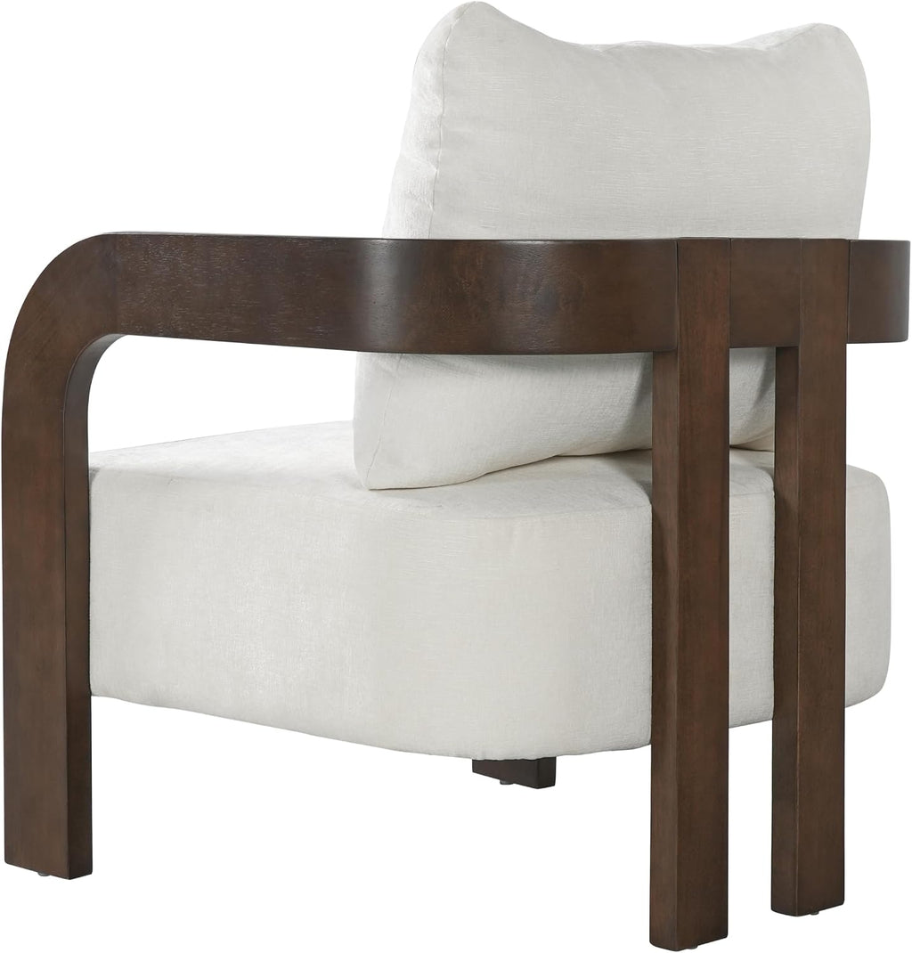 Merax Modern Upholstered Accent Chair, Armchair for Living Room, Beige