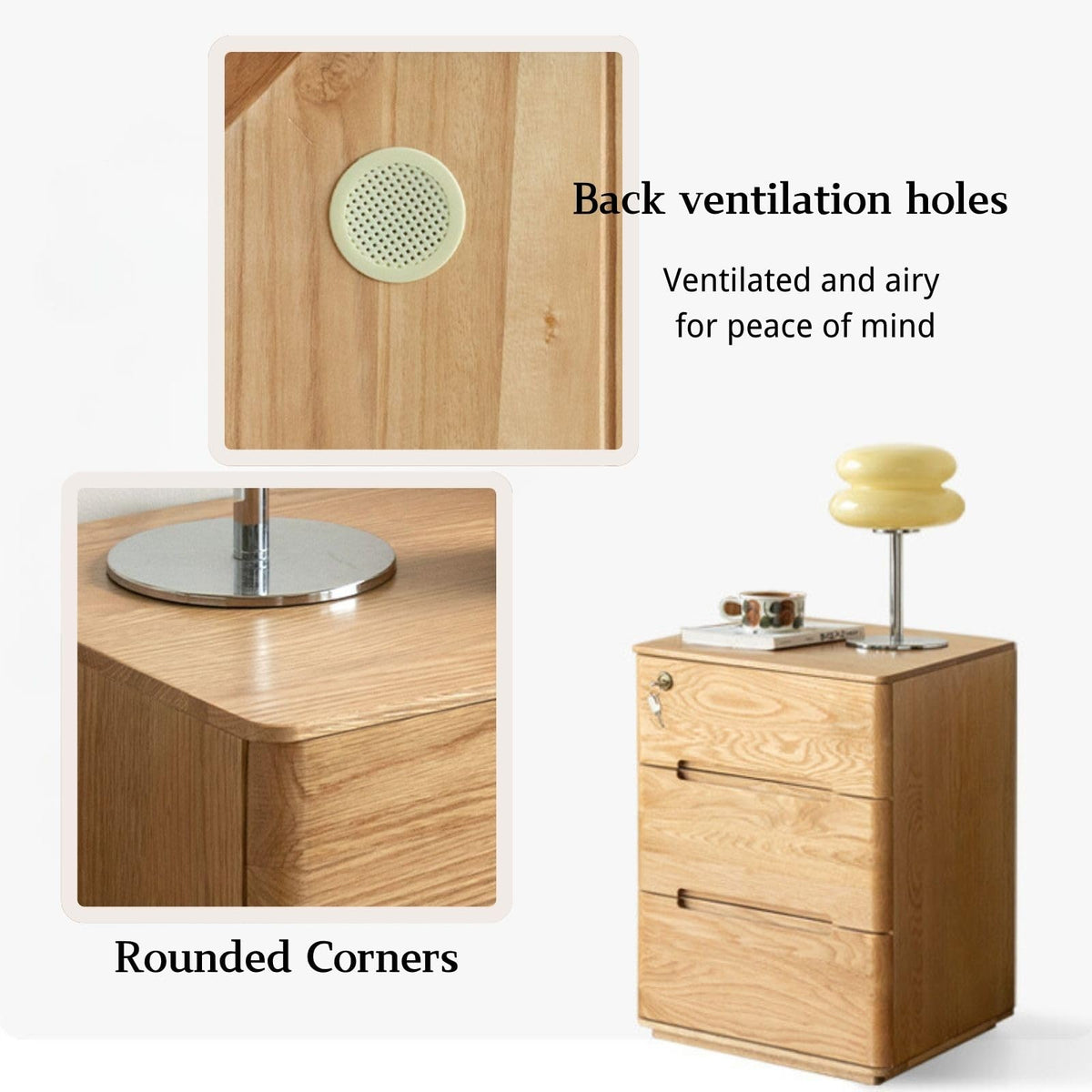 Solid Wood Two-Drawer Nightstand