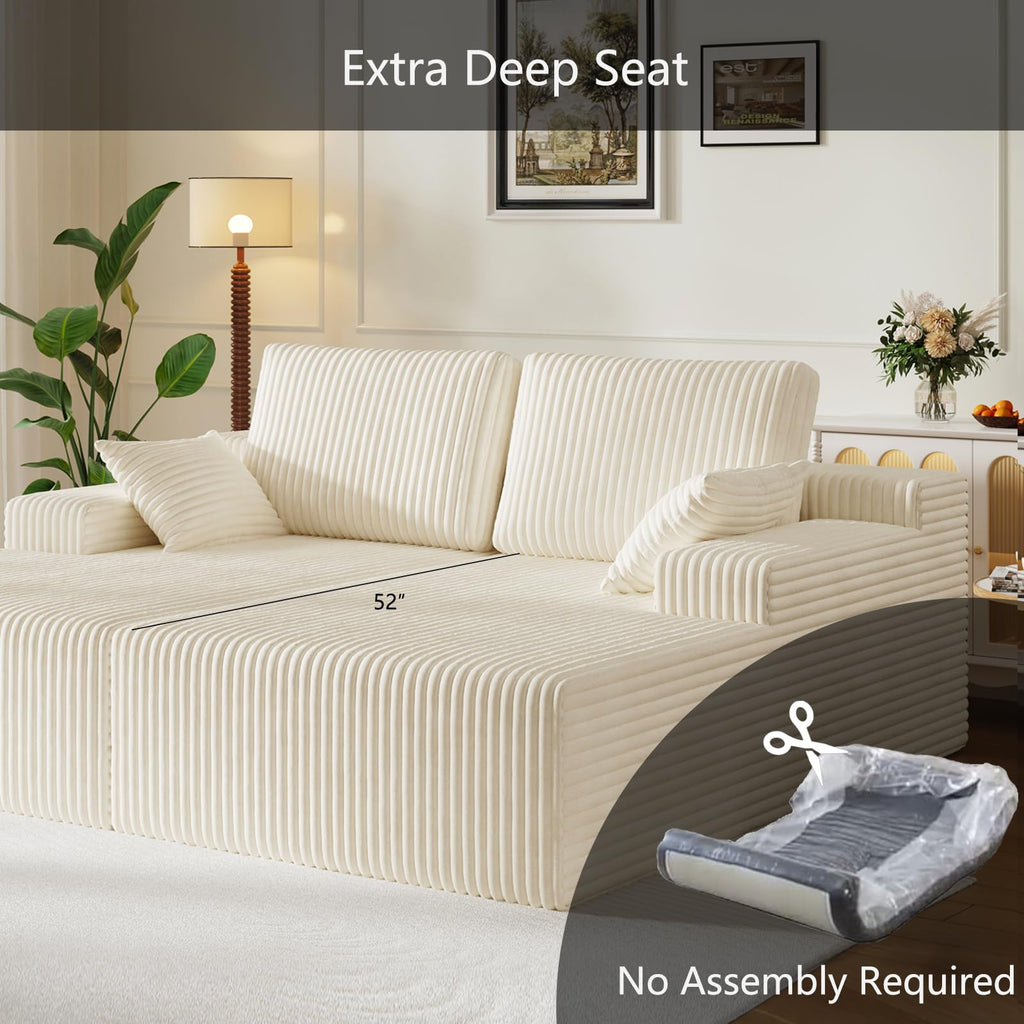 106" Modular Corduroy Cloud Sectional Sofa