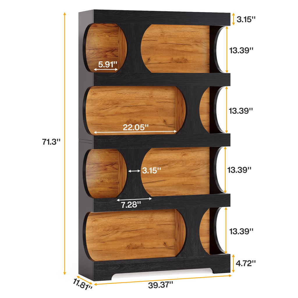71-Inch S-Shaped 4-Tier Bookcase – Set of 2