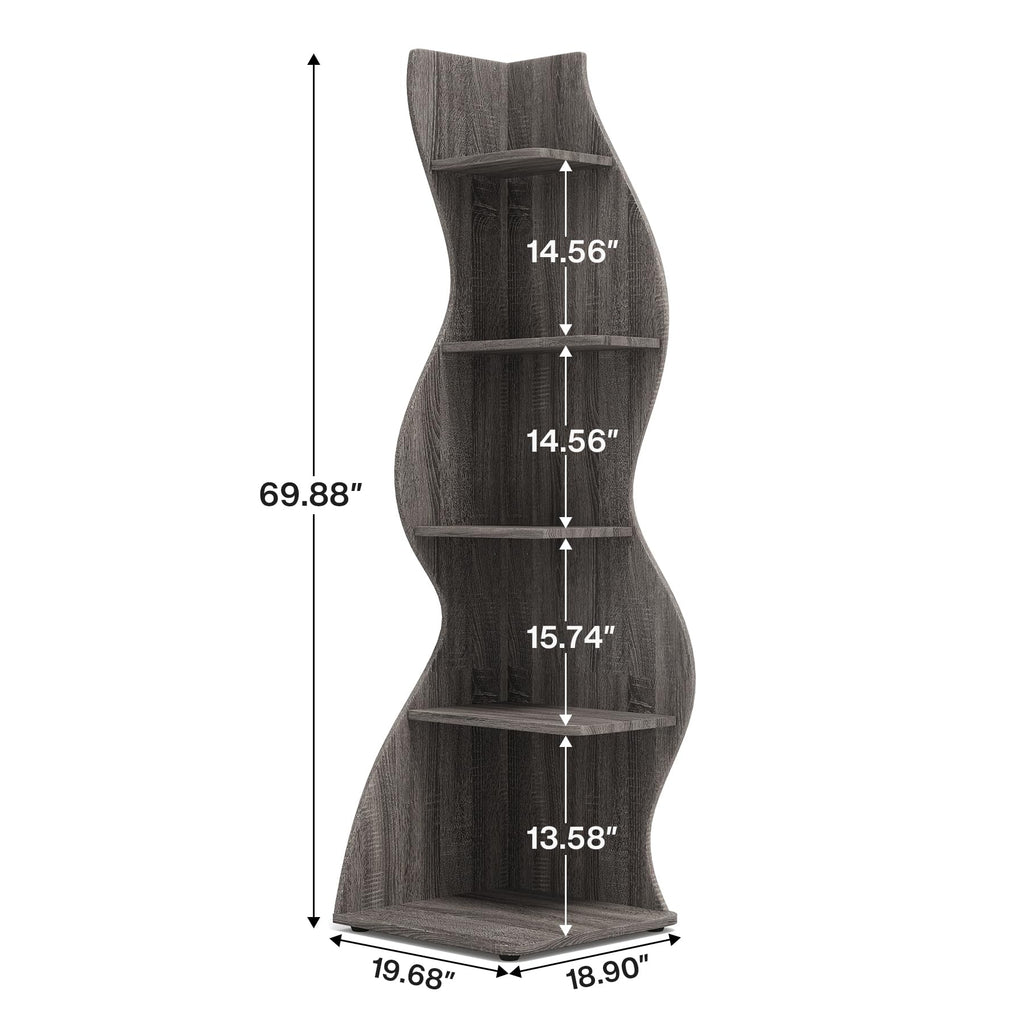 Modern Five-Tier Corner Bookshelf