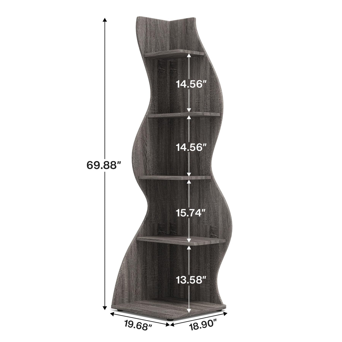 Modern Five-Tier Corner Bookshelf
