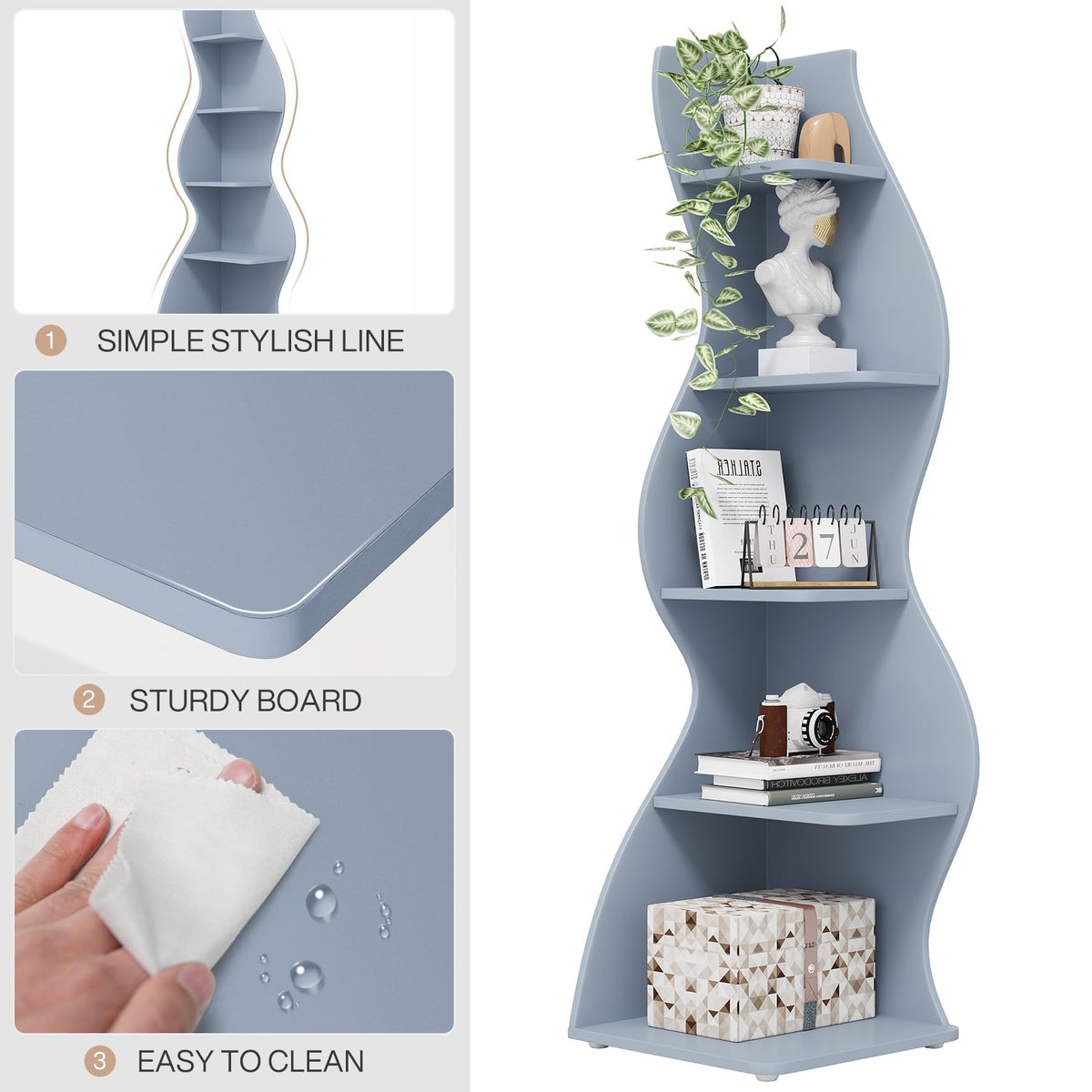 Modern Five-Tier Corner Bookshelf