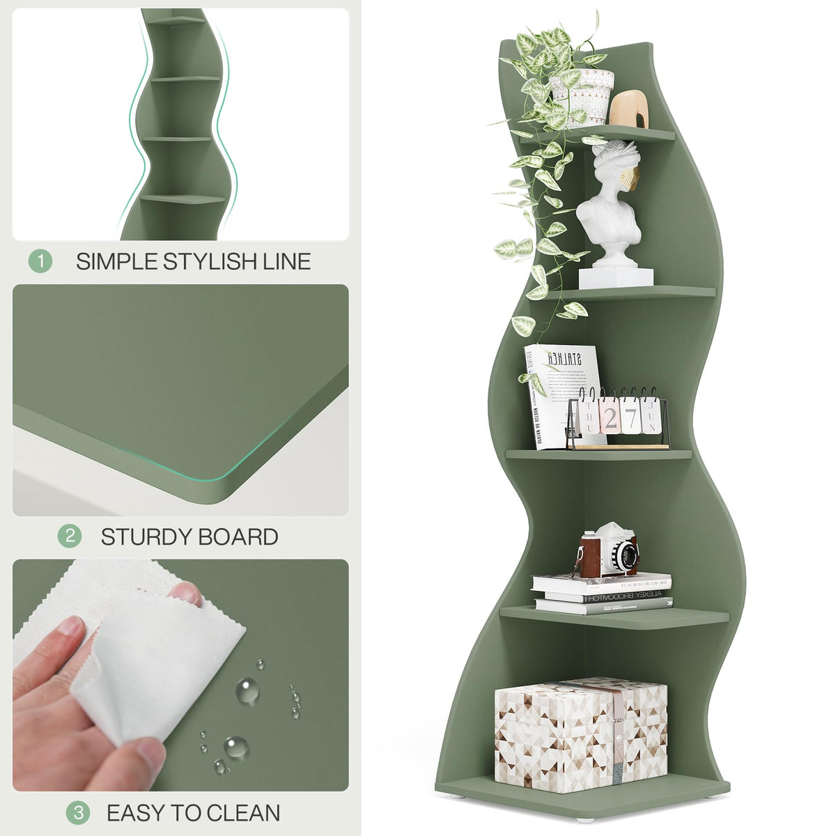 Modern Five-Tier Corner Bookshelf