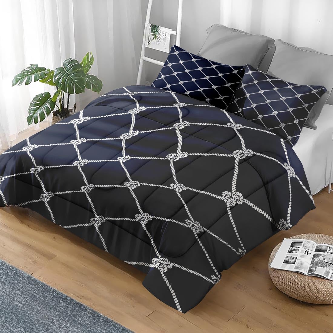 Pamnest Queen Comforter Set, 3 Pieces African Floral Bedding, All Season
