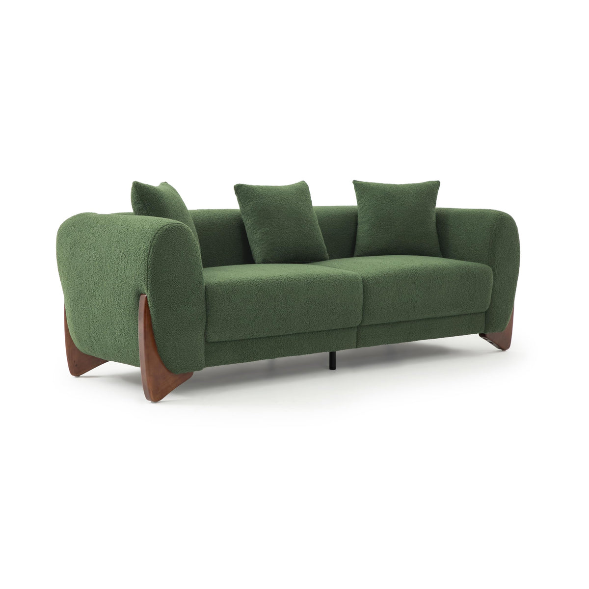 Morden Fort Modern Cloud Sofa Couch - 3 Seater Sherpa Boucle Sofas with Wood Legs