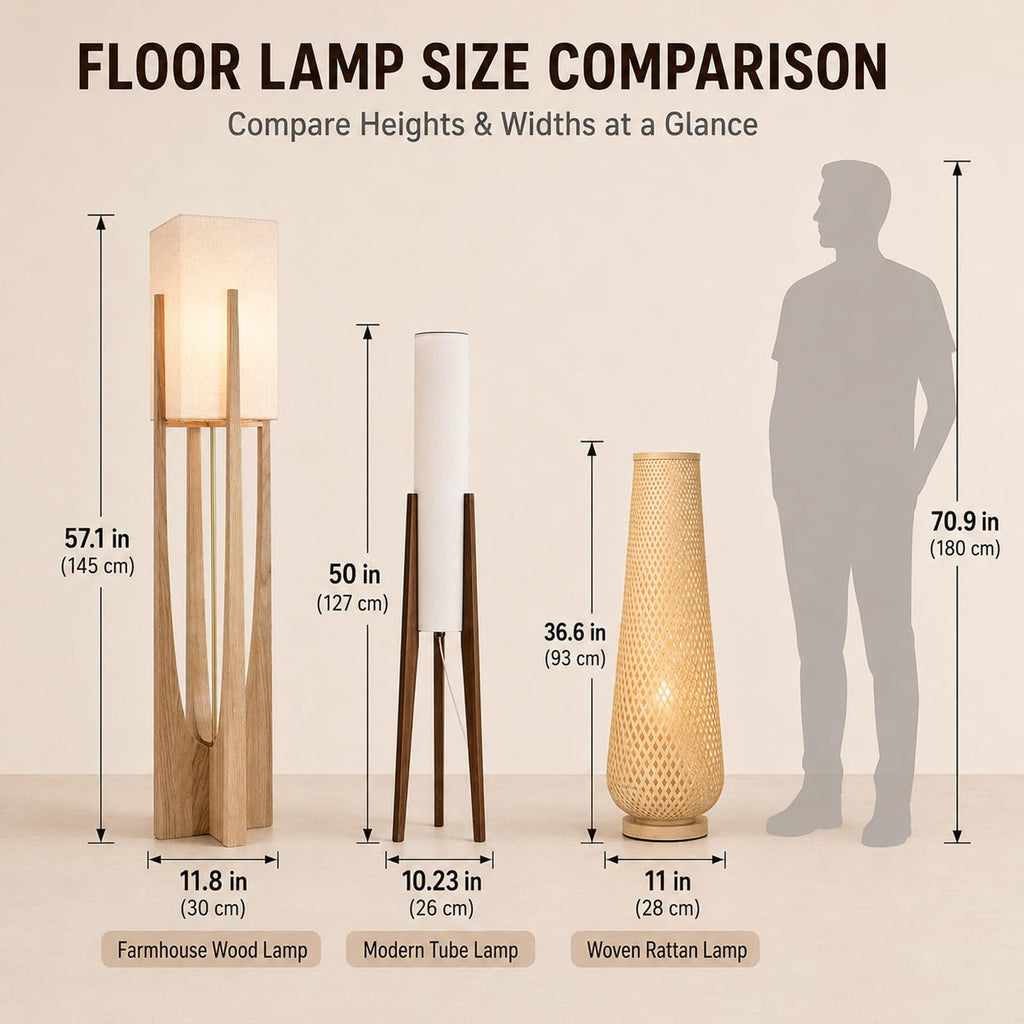 Boho Style Bamboo Woven Floor Lamp for Living Room, 36 in, Cozy Decor
