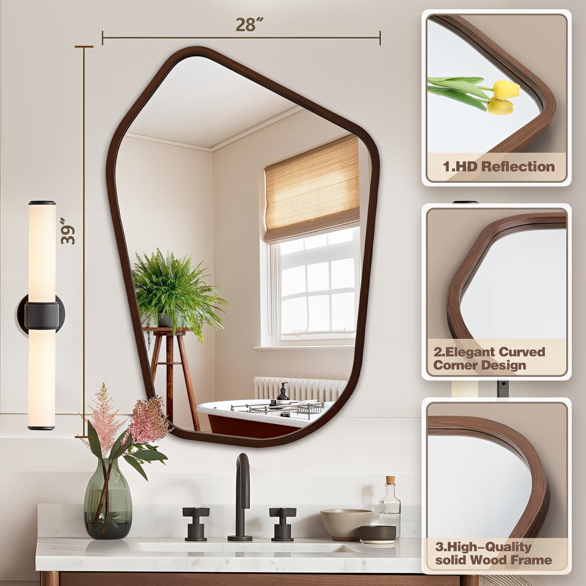 Irregular Wood-Framed Wall Mirror Collection