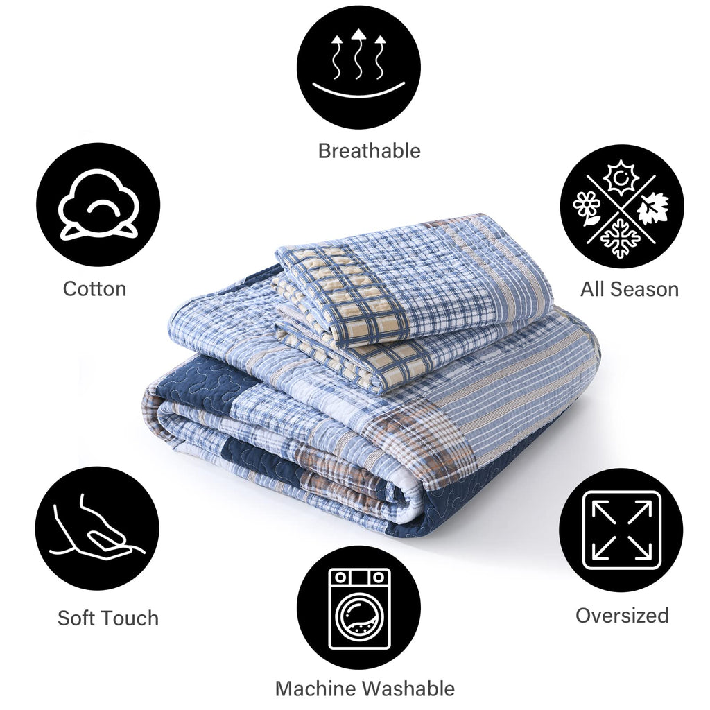 PANGUSHAN 100% Cotton Quilt Set Queen Size