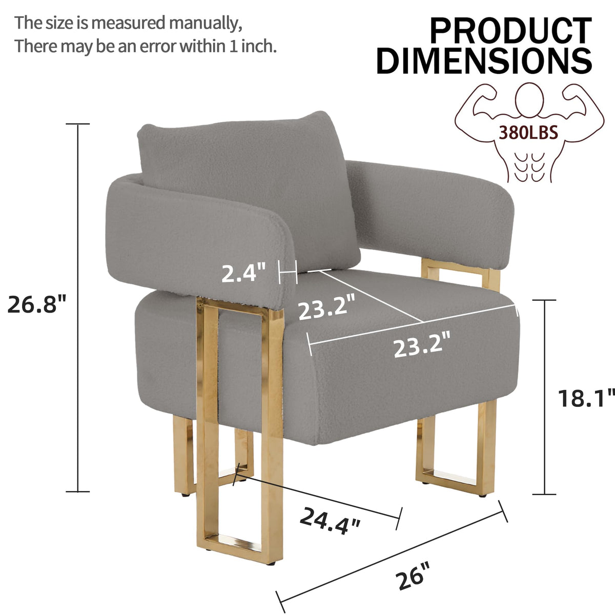 Upholstered Barrel Accent Chairs with Gold Legs – Set of 2