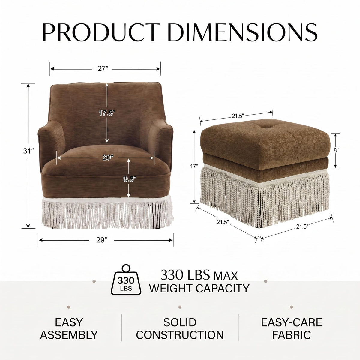 Hyfirm Vintage Accent Chair with Fringe Tassel Skirt