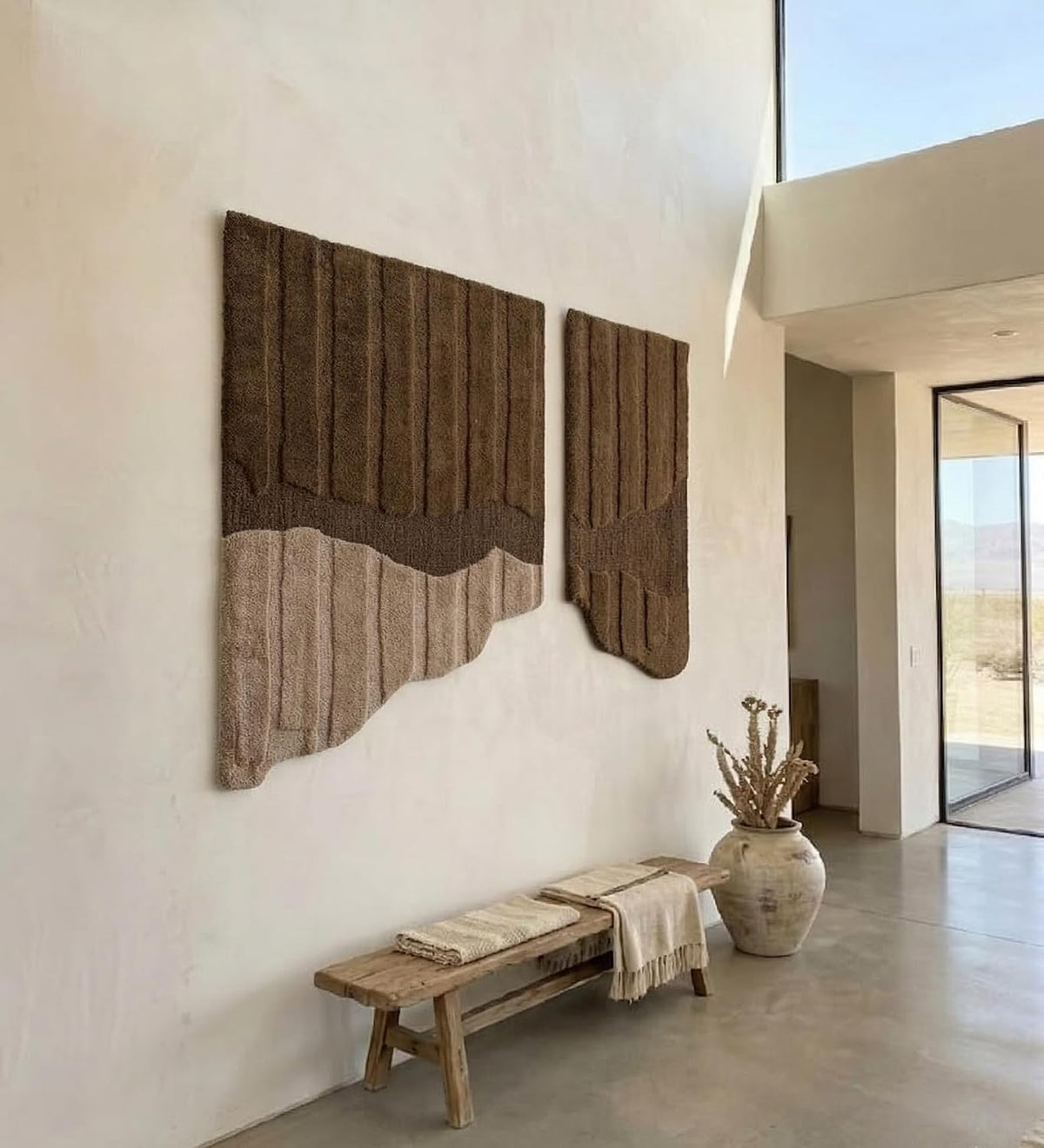 Handmade Woven Abstract Wall Art in Chocolate Brown