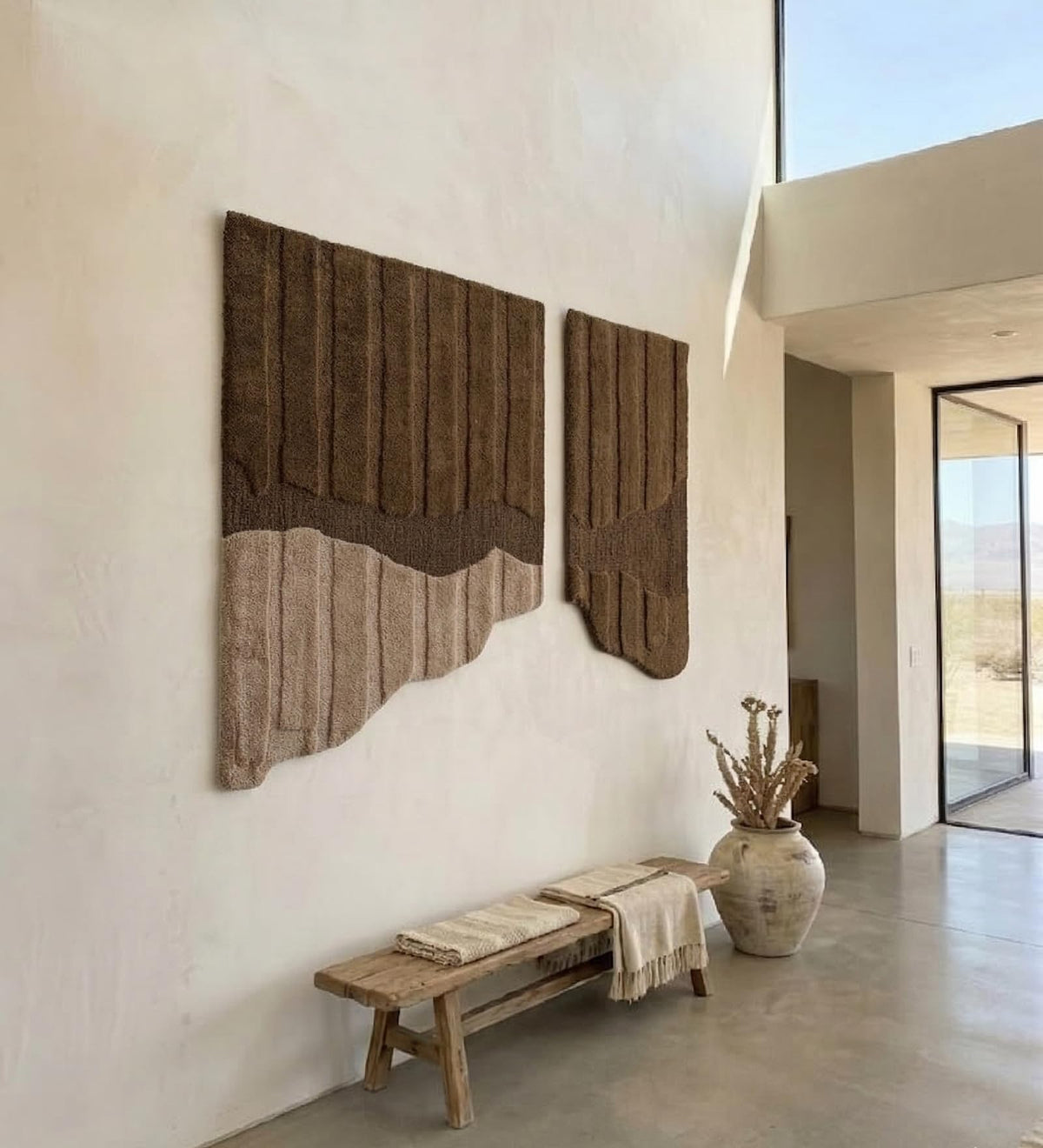 Handmade Woven Abstract Wall Art in Chocolate Brown