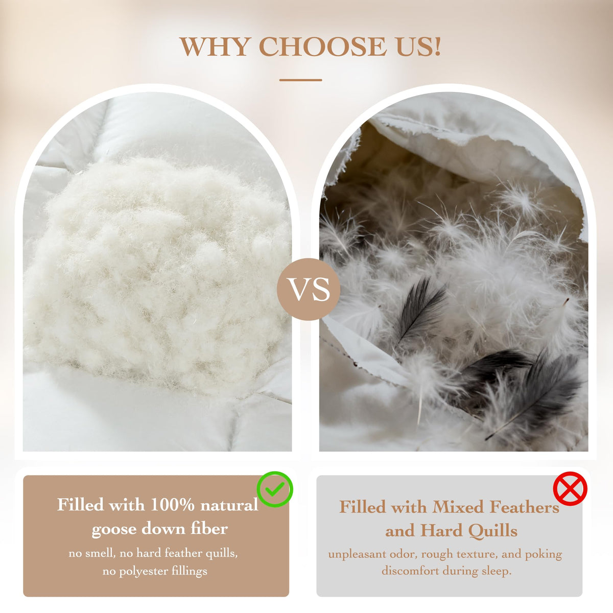 Goose Down Fiber Comforter Queen Size – All Season Naturally Breathable Down
