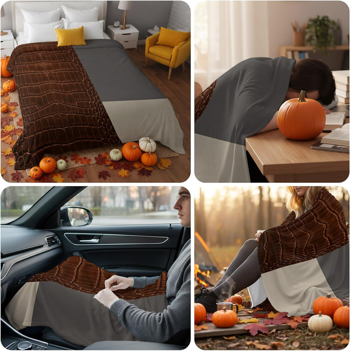 Leather-Pattern Flannel Fleece Throw Blanket