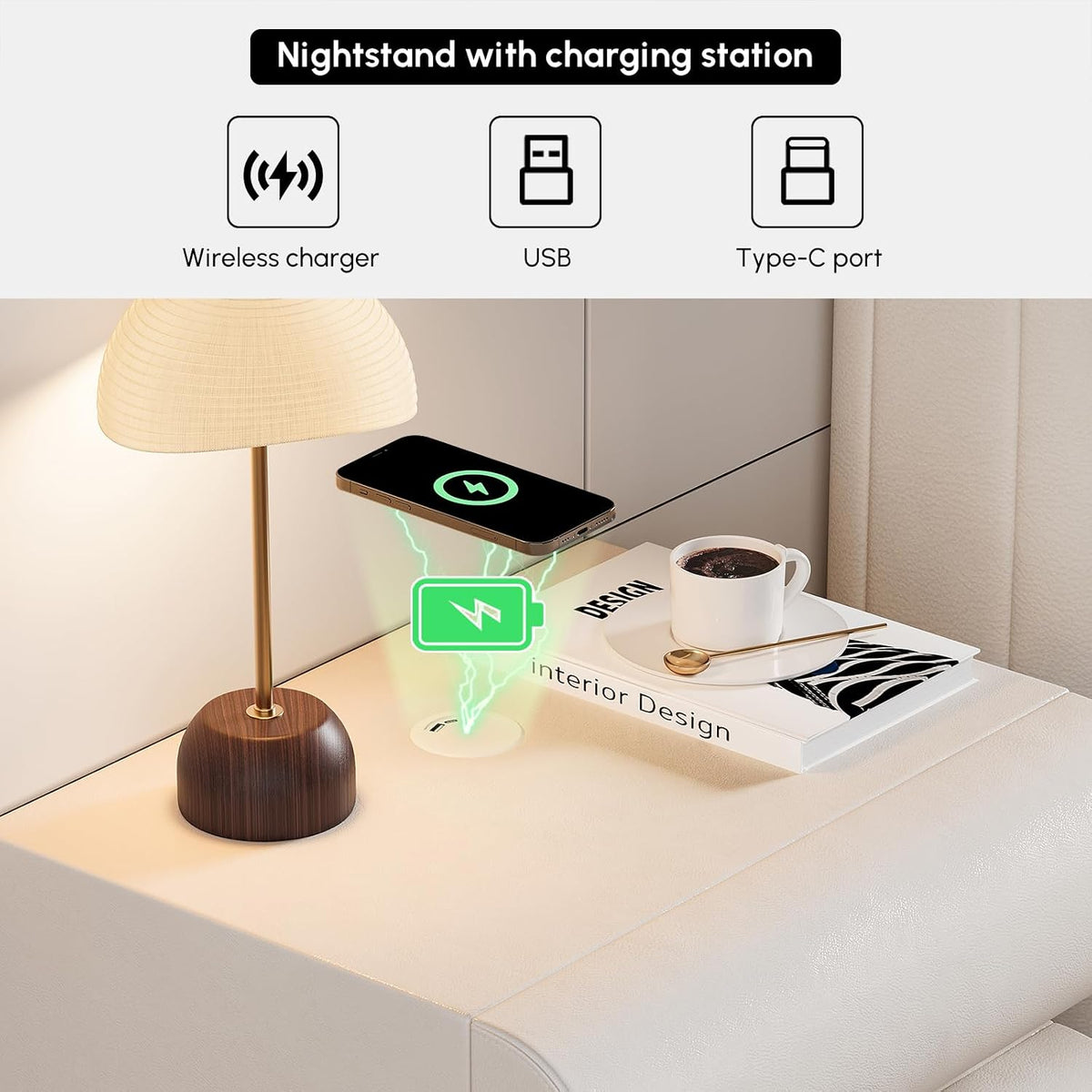 Smart Faux-Leather Nightstand
