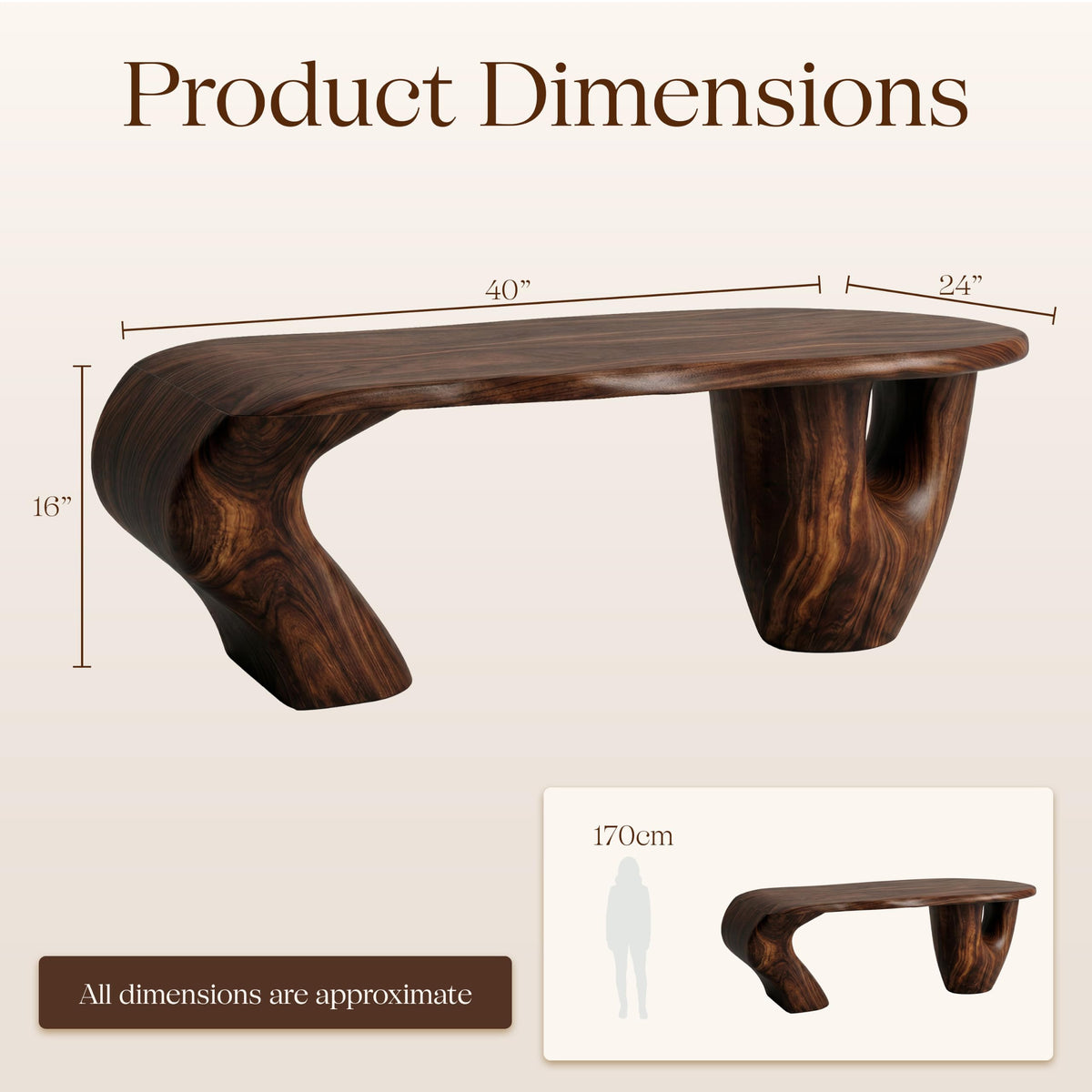 Monkey Pod Coffee Table No. 04, Hand-Carved Live Edge