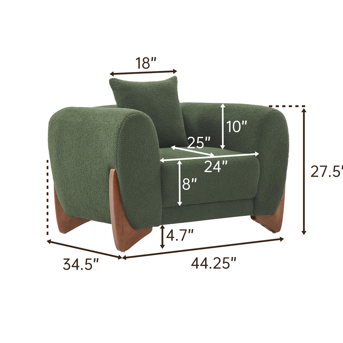 Morden Fort Modern Cloud Sofa Couch - 3 Seater Sherpa Boucle Sofas with Wood Legs