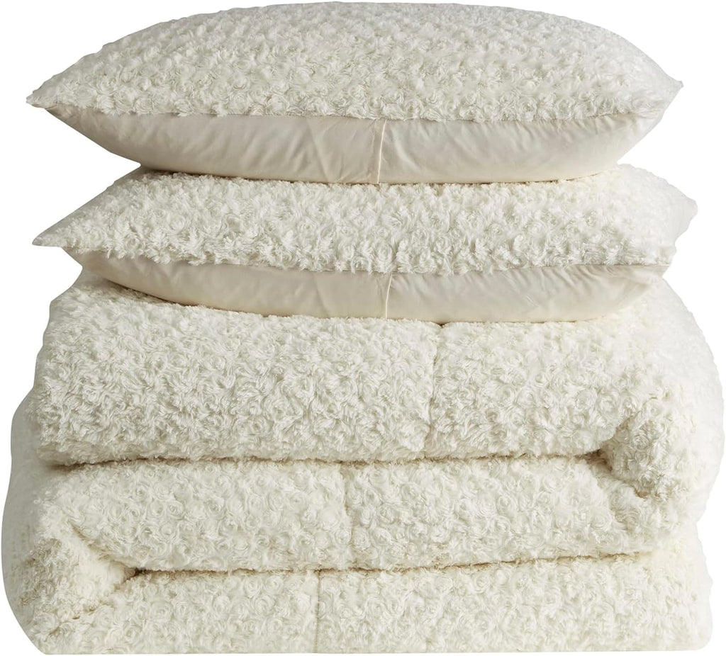 King Size Comforter Set 3 Piece Animal Faux Fur Ultra Soft Bedding Collection with