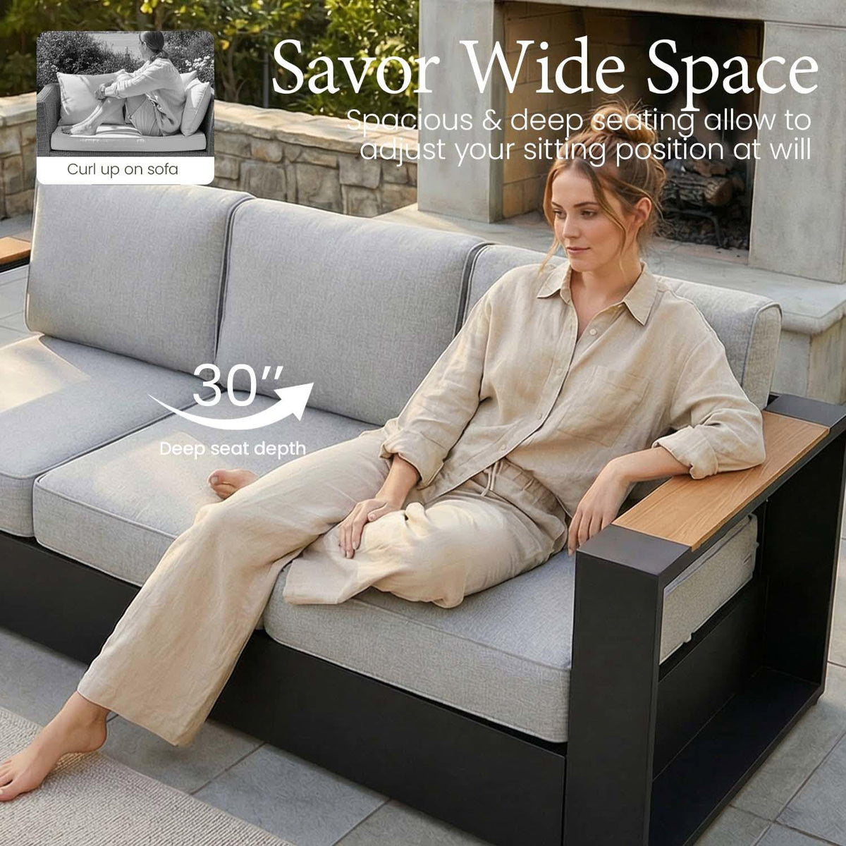 Aluminum Patio Set with Fire Pit Table