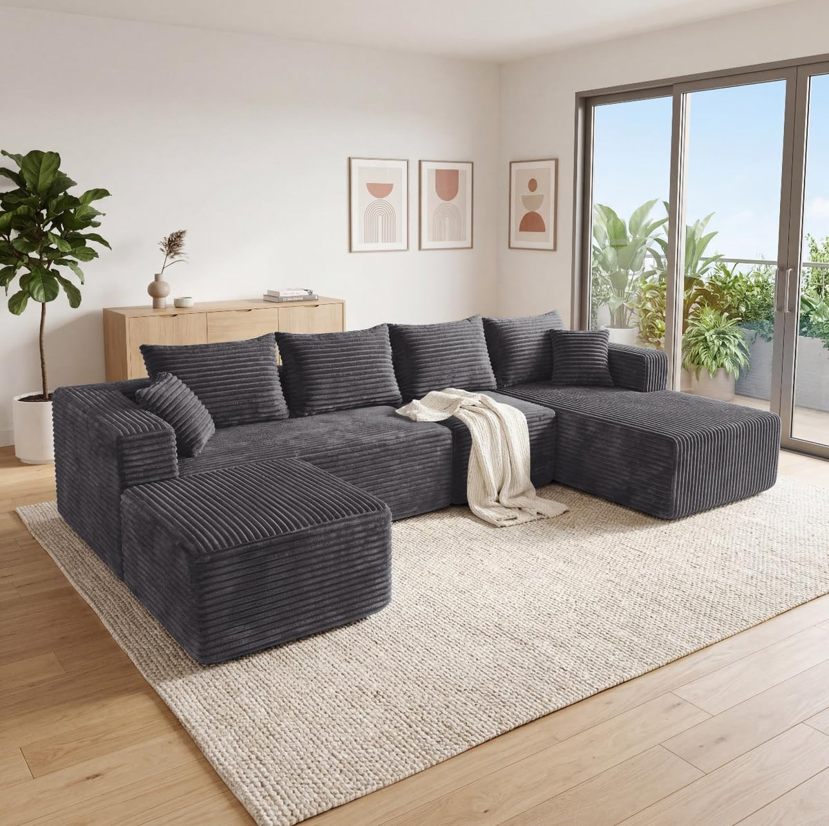 118" Modular Sectional Sofa with Chaise&Ottoman