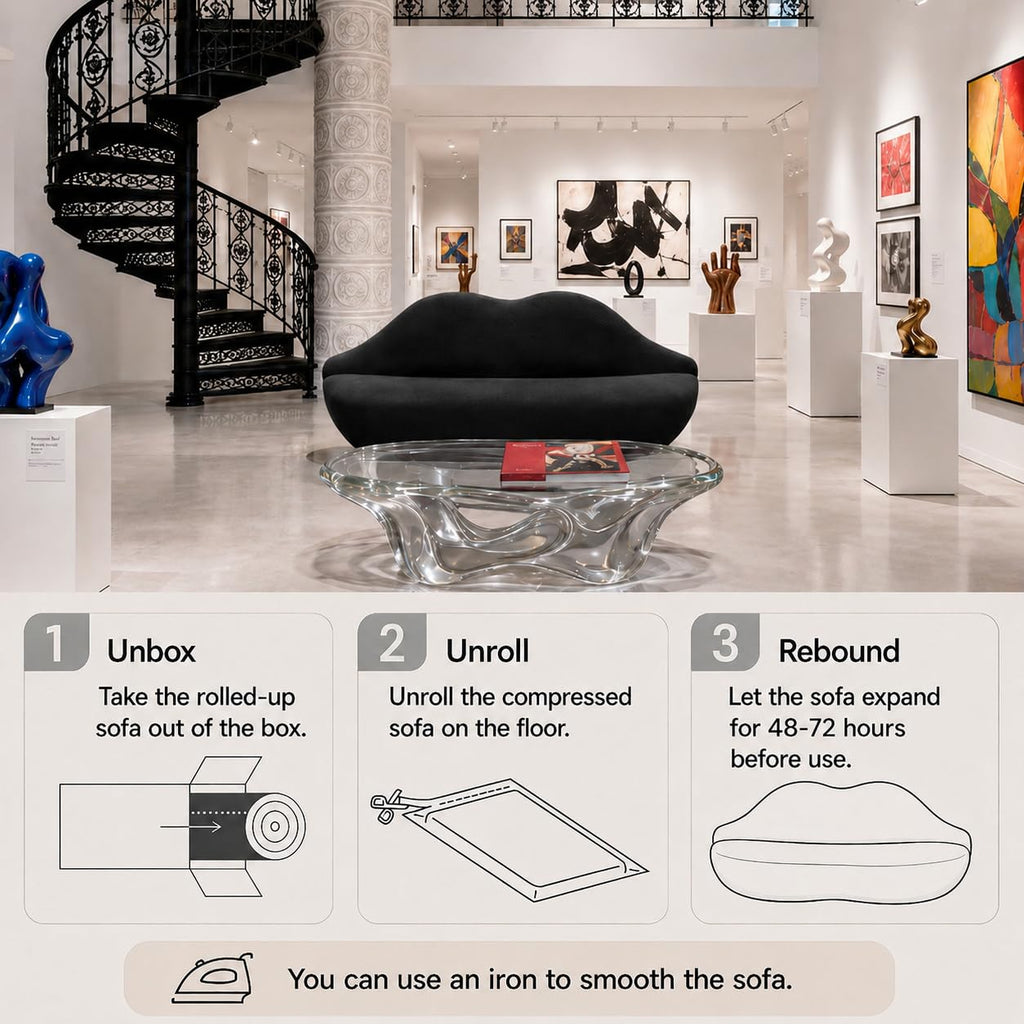 Lip-Shaped Sculptural Sofa, Modern Artistic Statement Couch, Unique Curved Accent Seating for Home and Commercial Spaces.(White，78.74inches)