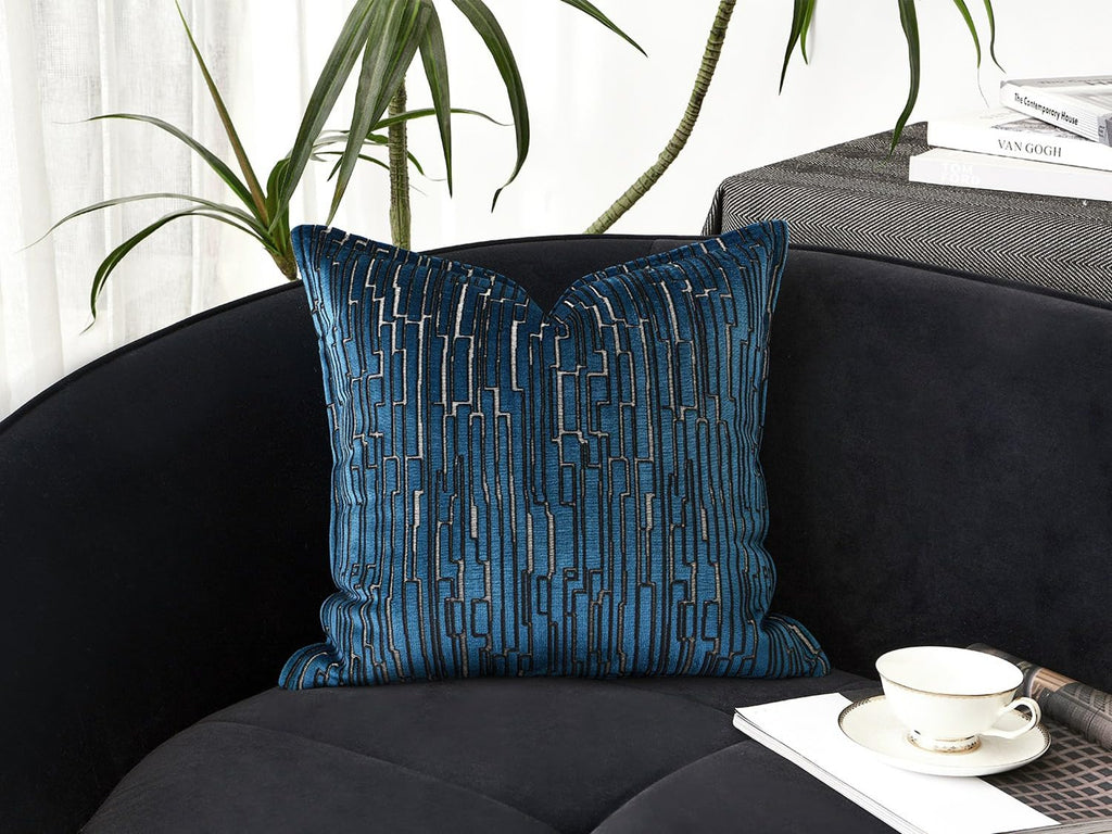 Luxury Brown Cut Pile Velvet Pillow Covers 18x18 with Raised Textured Pattern(Not a