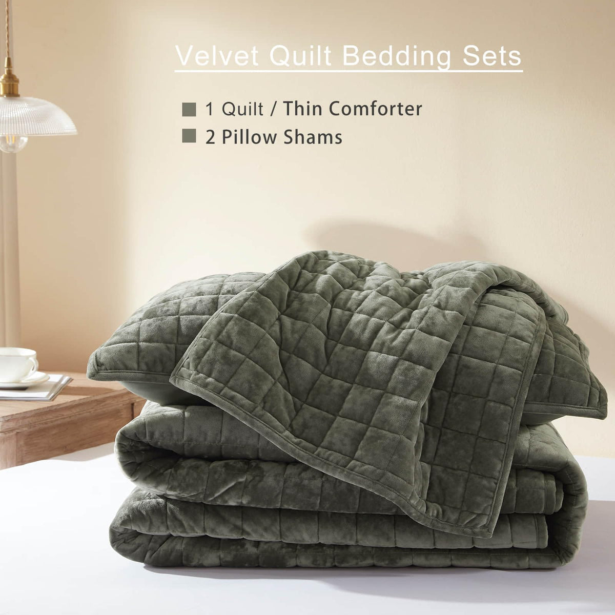 LEAONME Velvet Quilt King Size-98''x106''
