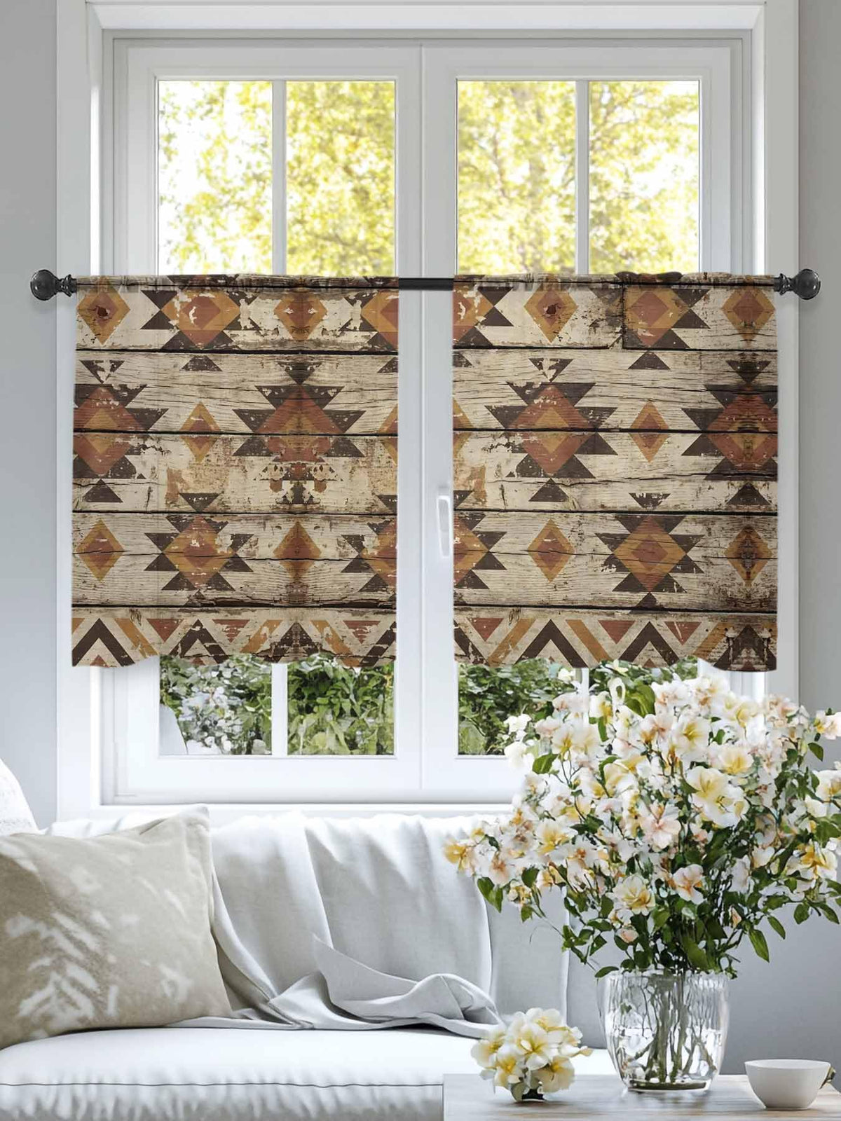 Diamond Tribal Sheer Curtains, Set of Two