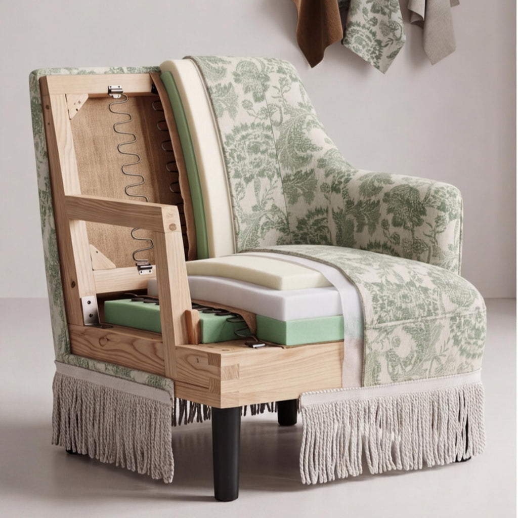 Hyfirm Vintage Accent Chair with Fringe Tassel Skirt