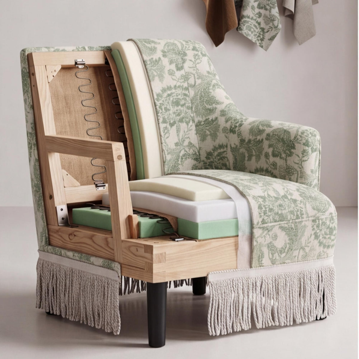 Hyfirm Vintage Accent Chair with Fringe Tassel Skirt