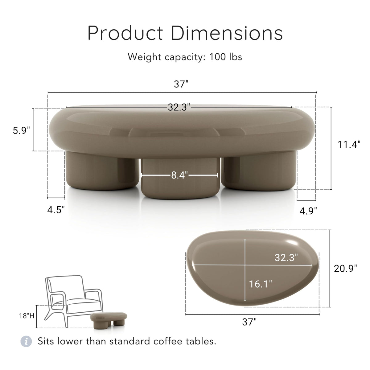 Kavren Oval Low Coffee Table Set