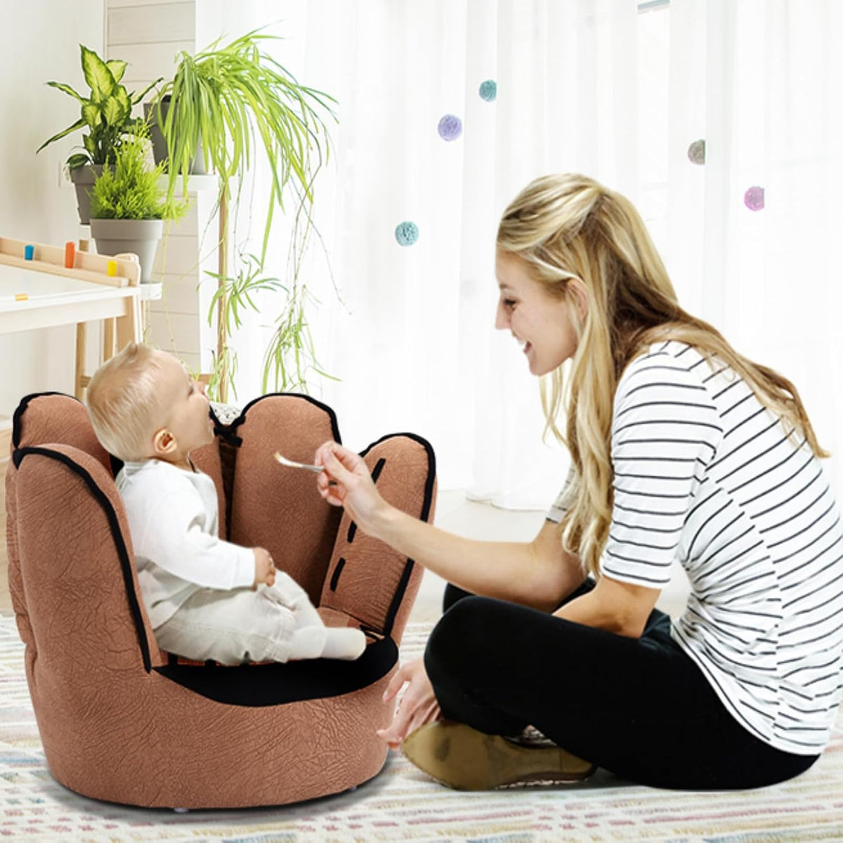 Kids Baseball Glove Toddler Armchair Couch with Solid Wood Frame for Playroom