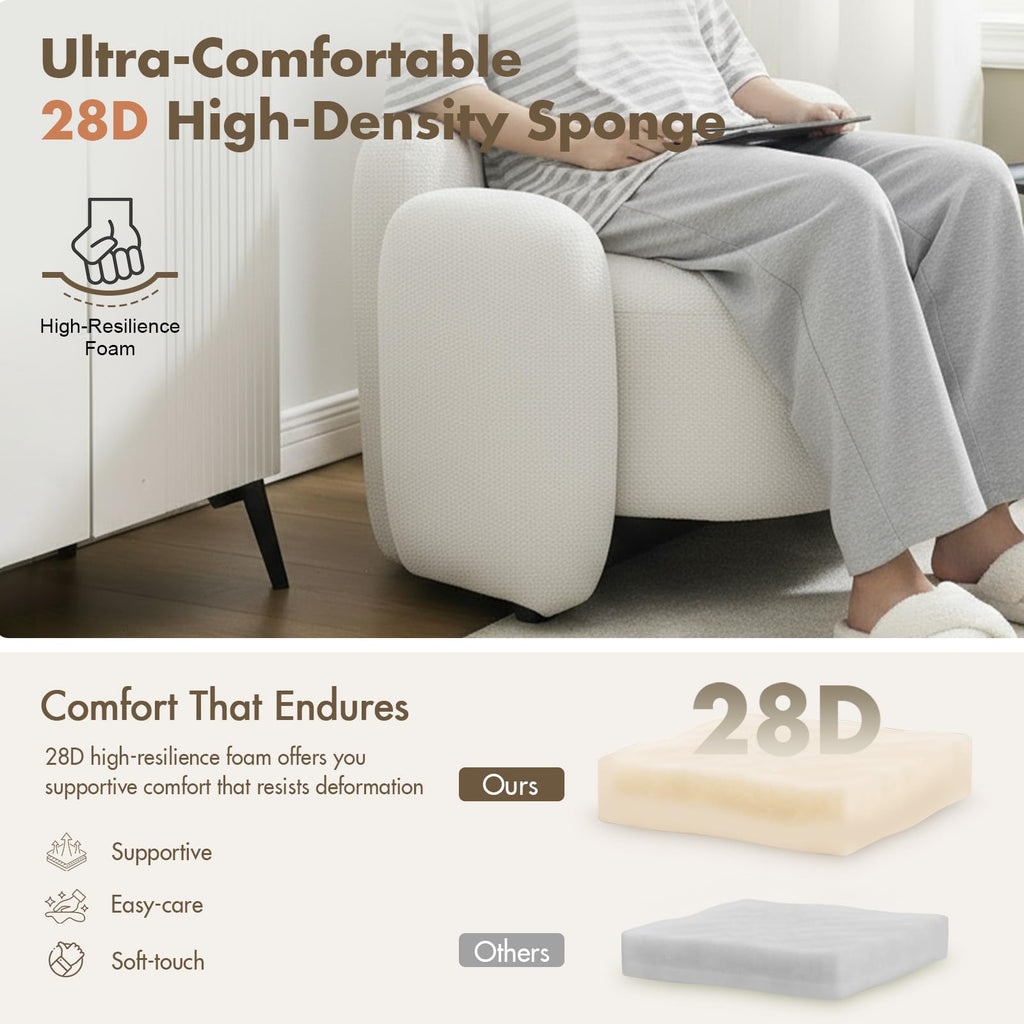 Hyfirm Sculptural Barrel Accent Chairs Set of 2, Cream White