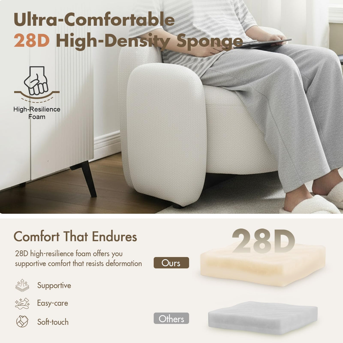 Hyfirm Sculptural Barrel Accent Chairs Set of 2, Cream White