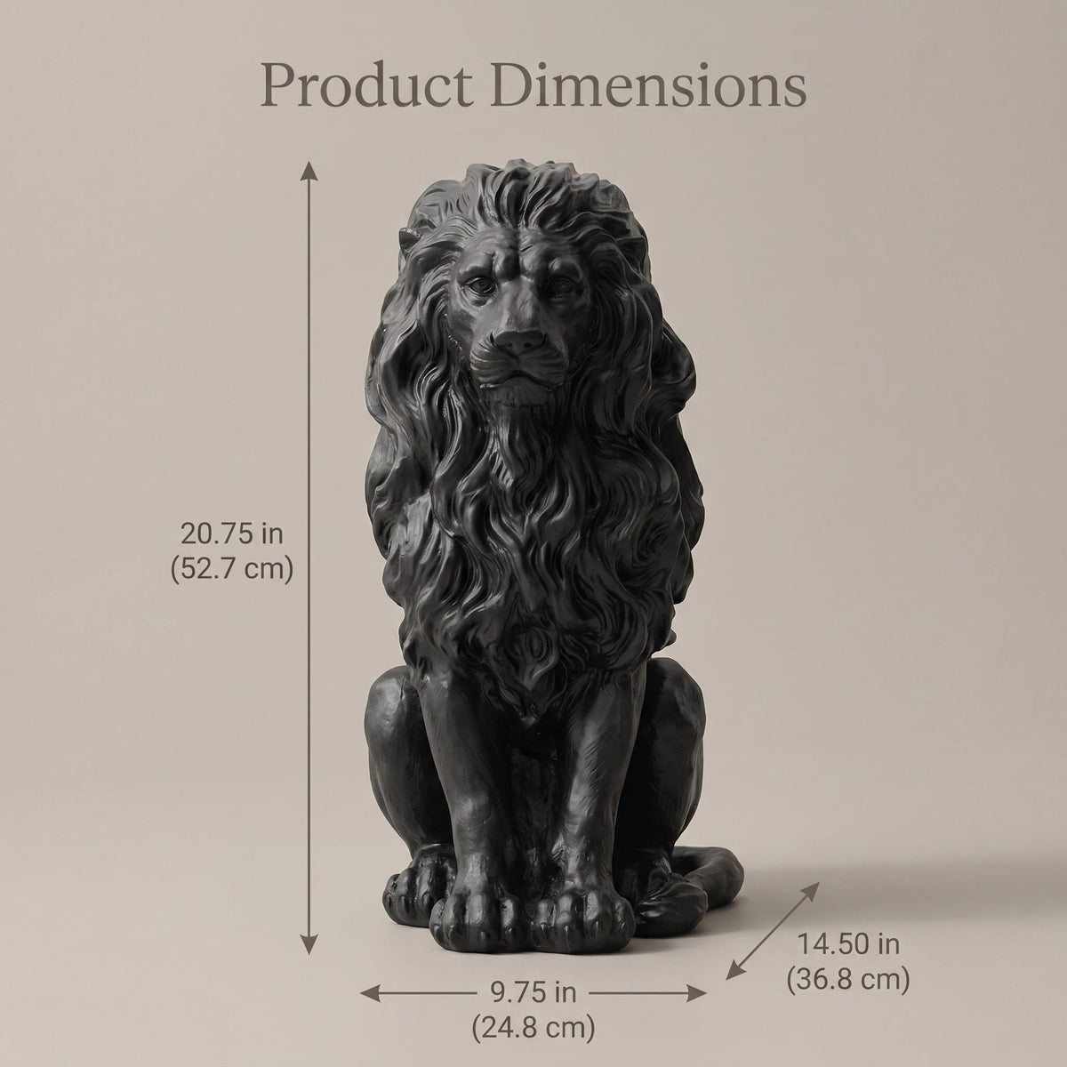 Large Gold Lion Statue, Resin Garden Sculpture, Outdoor Decor