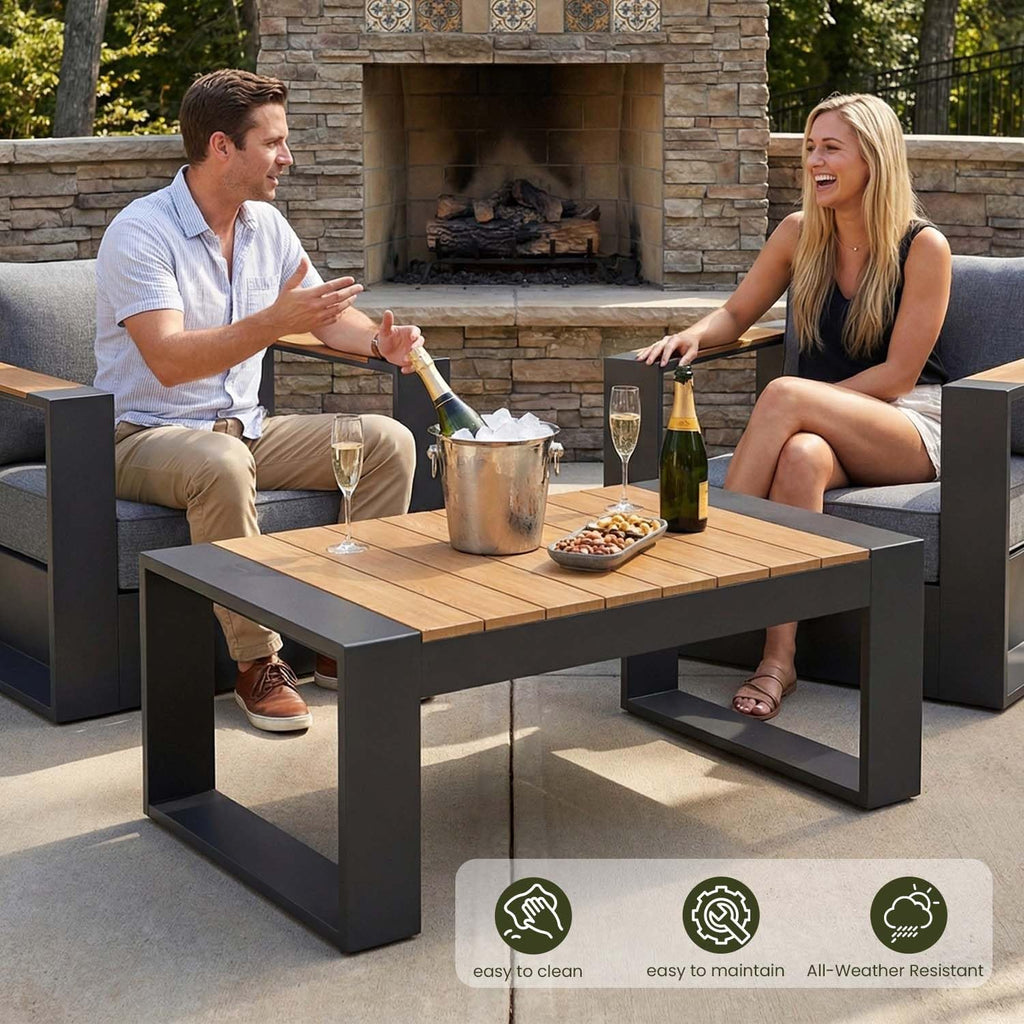 Aluminum Patio Set with Fire Pit Table