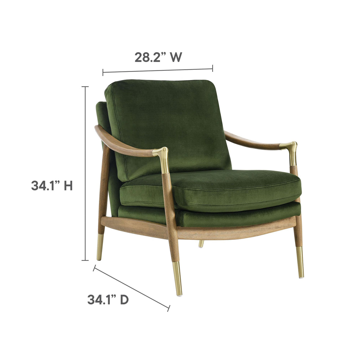 Modway Langford Stain-Resistant Performance Velvet Armchair – Mid Century Modern