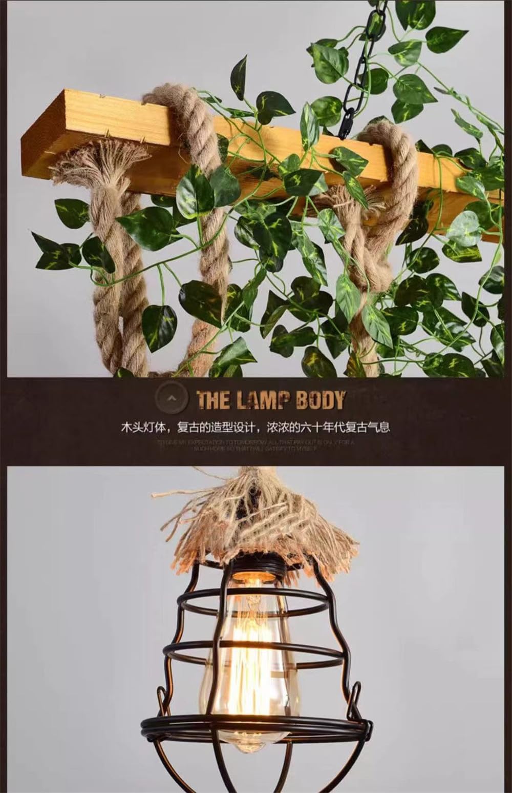American Pastoral Restaurant Pendant Light LED Retro Creativity Hemp Rope Music