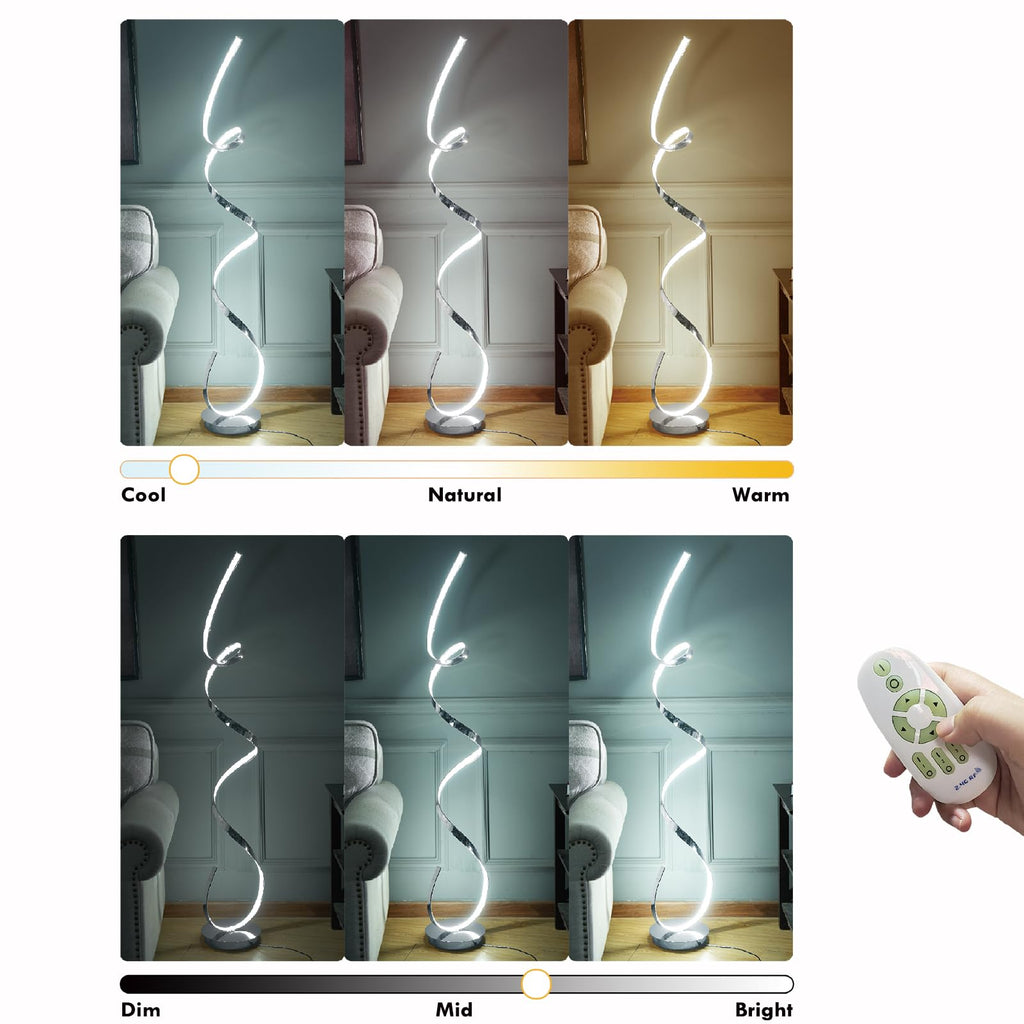 3 Color Temperature LED 60W 59inches Golden Electroplated Floor Lamp with Remote