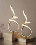 Gold Cool Table Lamps Set of 2, Modern LED Spiral Desk Lights