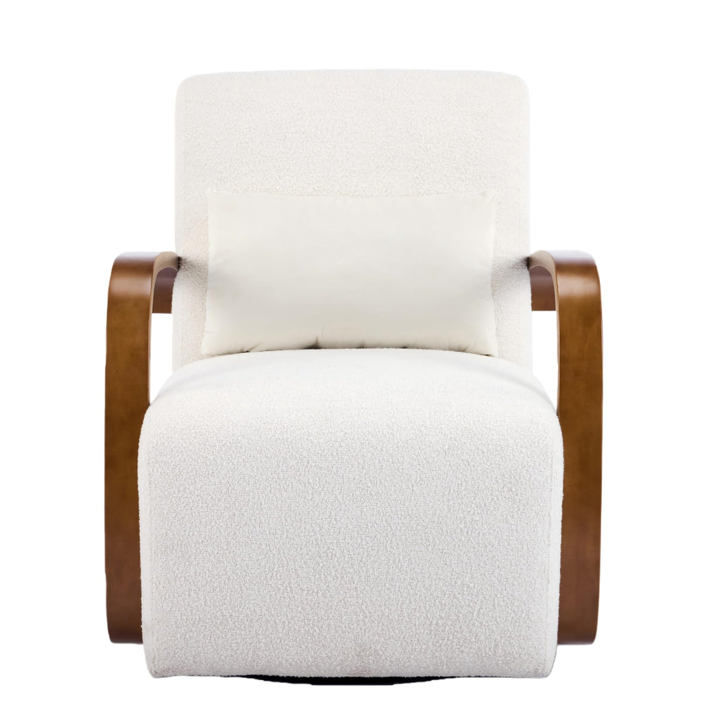 Oversized Boucle Accent Chair, Cream White Sherpa Wingback Chair