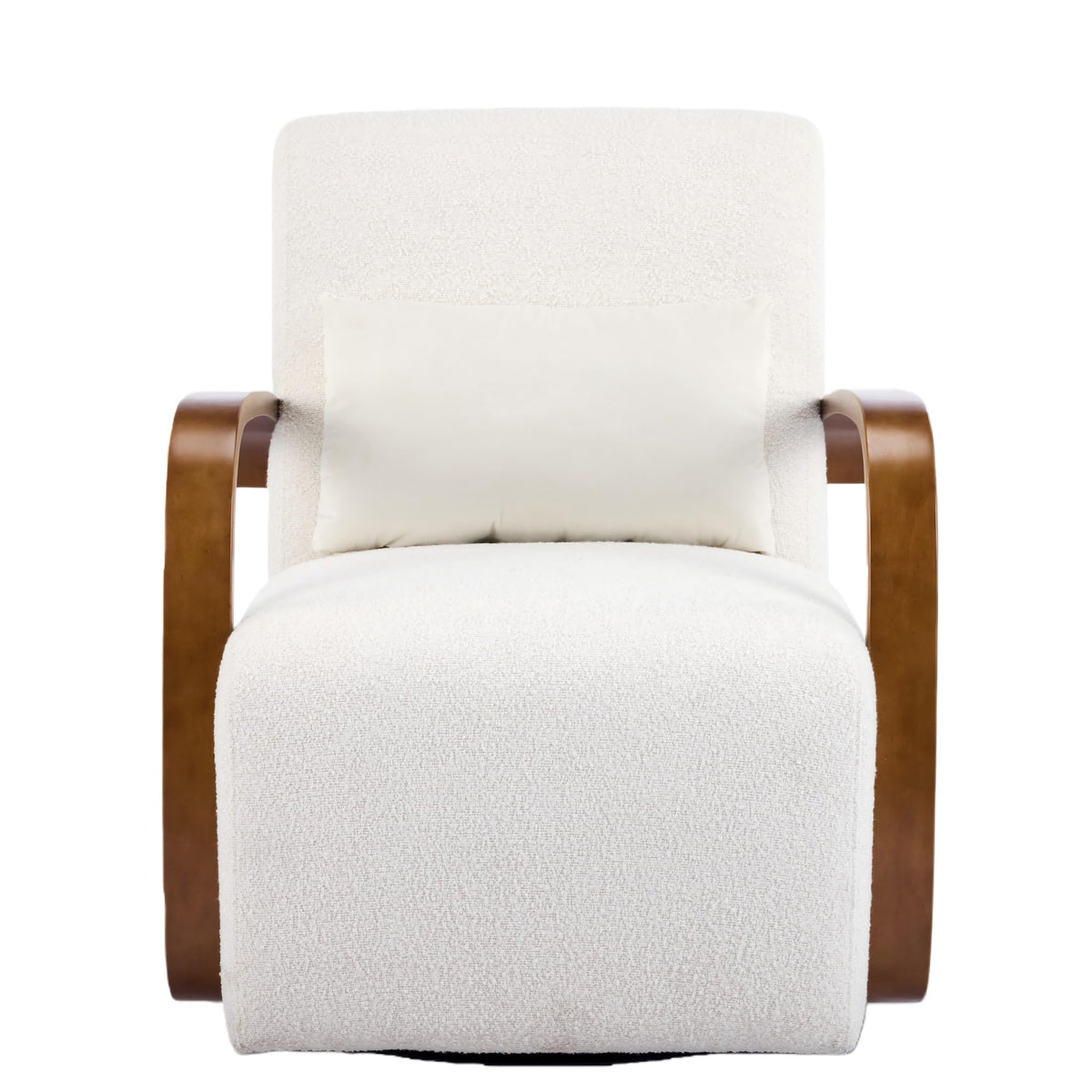 Oversized Boucle Accent Chair, Cream White Sherpa Wingback Chair