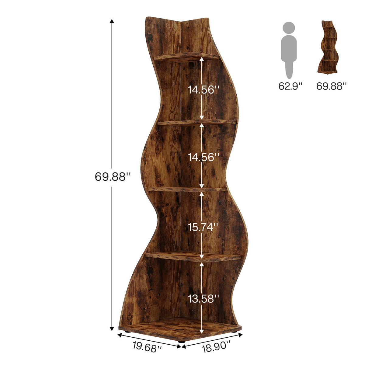 Modern Five-Tier Corner Bookshelf