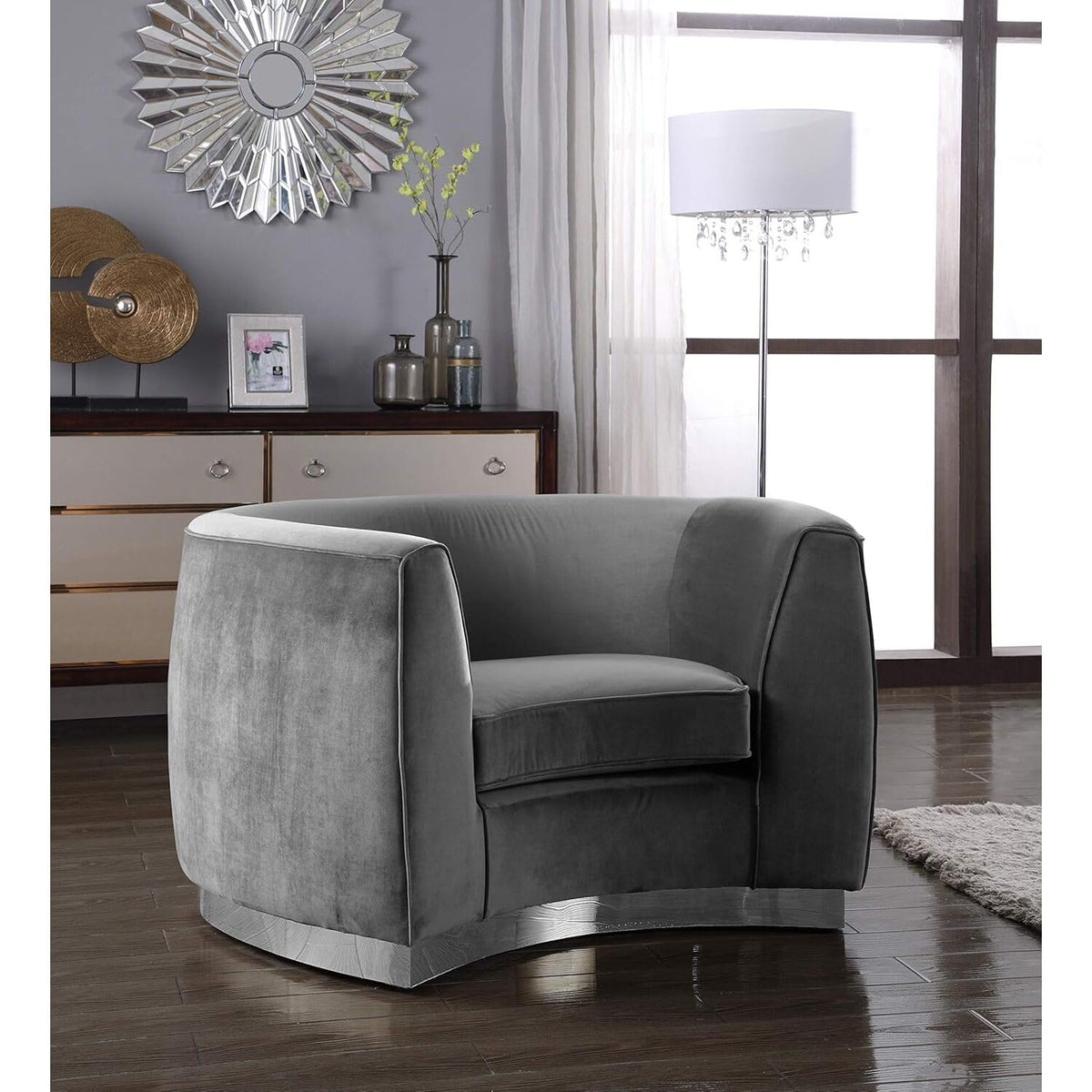 Maykoosh Velvet Accent Chair - Modern Living Room Upholstered Seating with Steel