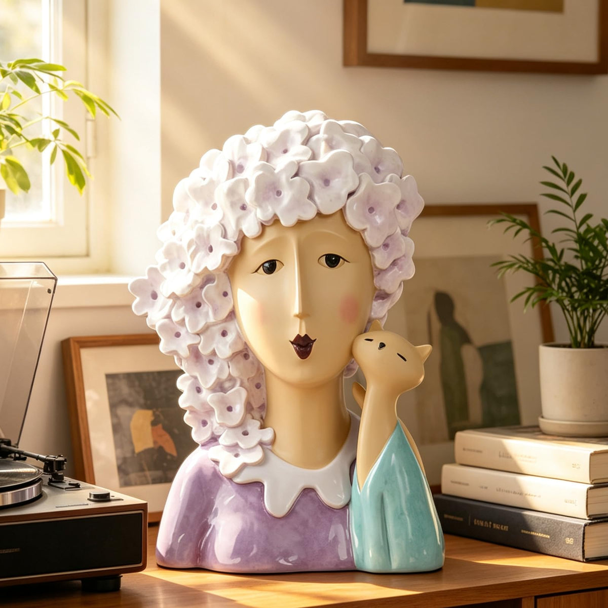 Artistic Frida Kahlo-Inspired Resin Bust Sculpture