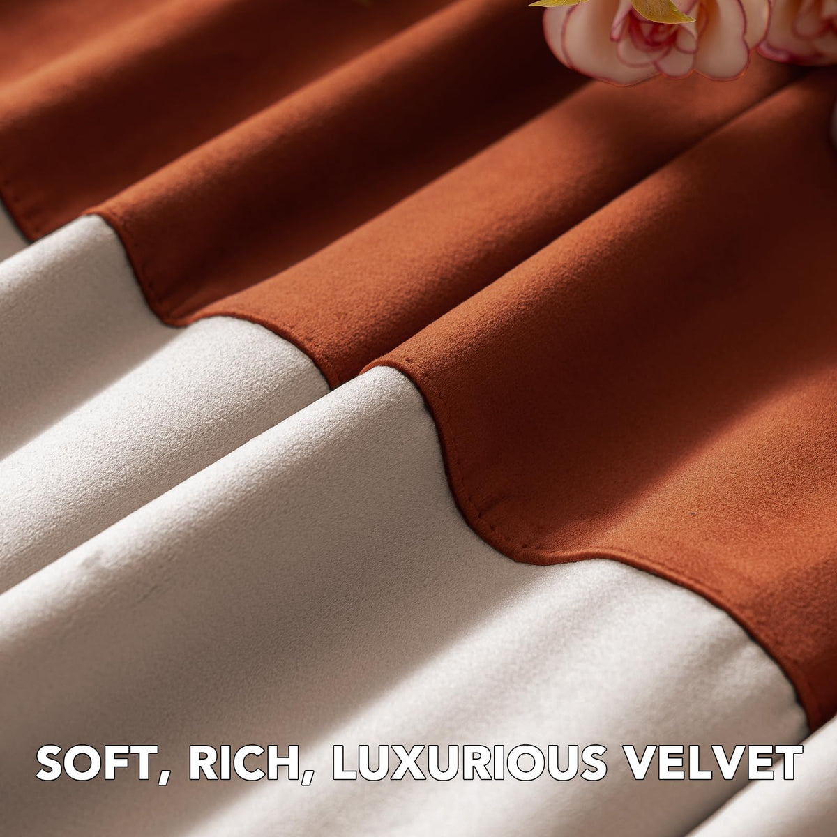 Velvet Color-Block Curtain Set