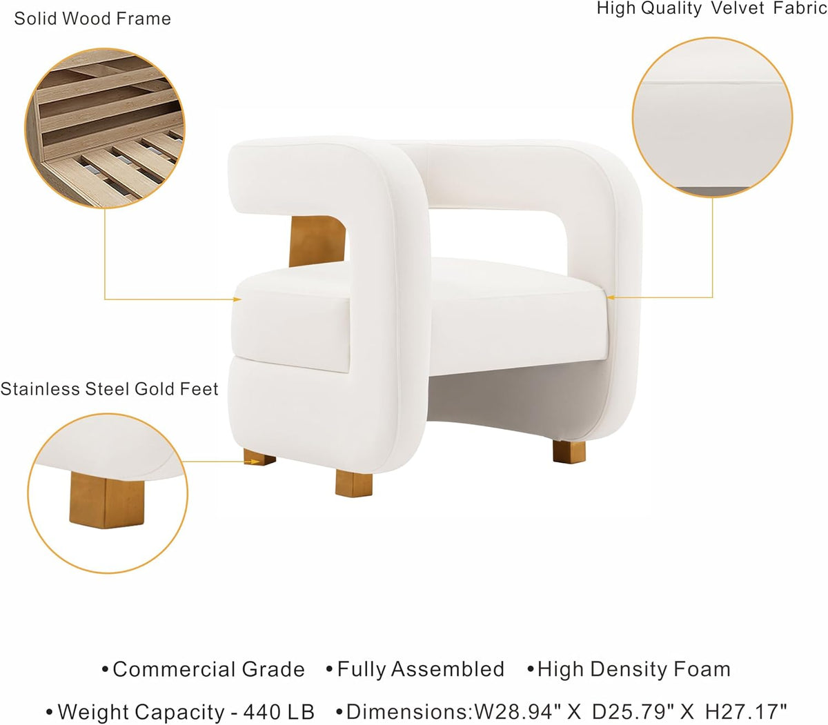 Manhattan Comfort Amirah Modern Velvet Accent Chairs with Geometric Floating Open