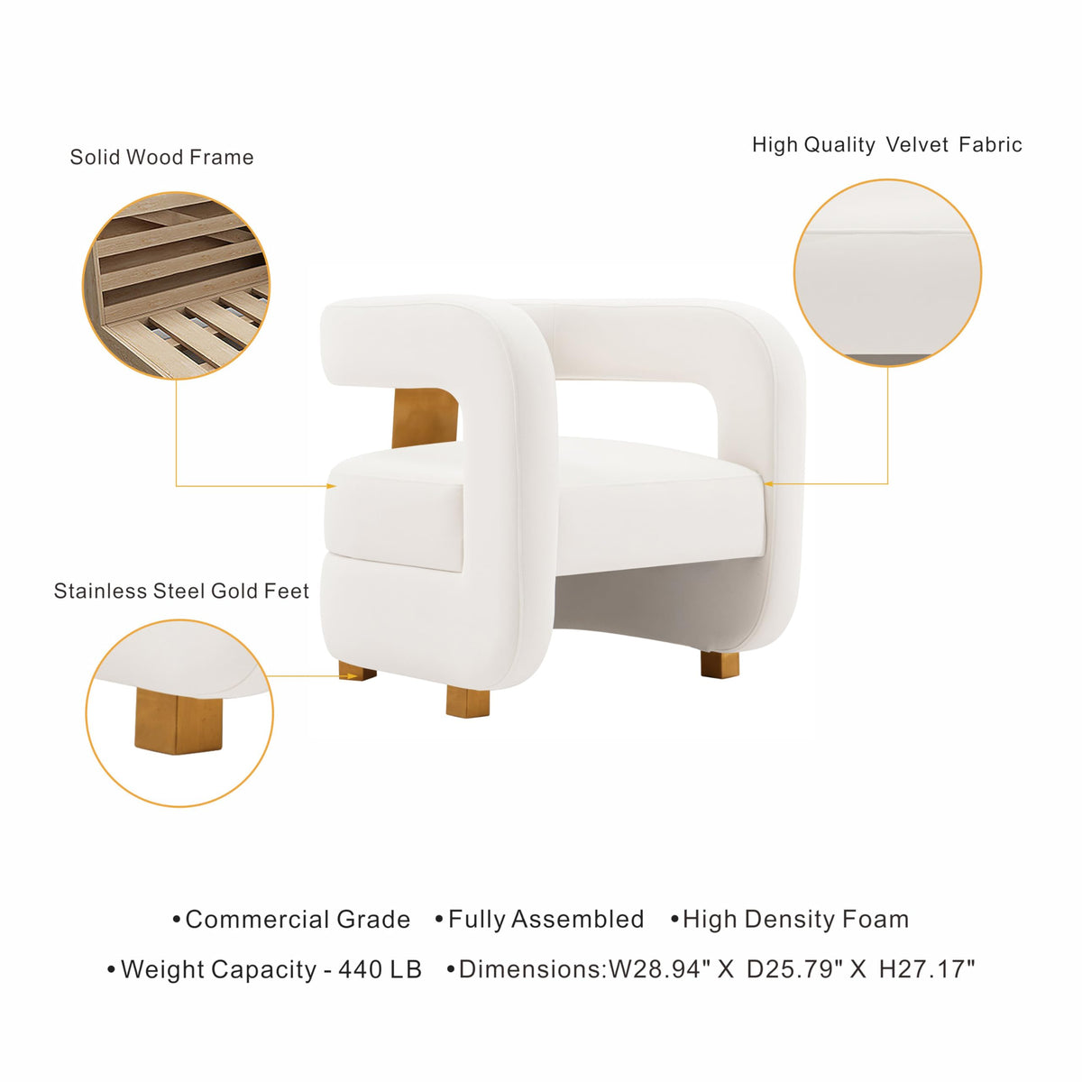 Manhattan Comfort Amirah Modern Velvet Accent Chairs with Geometric Floating Open